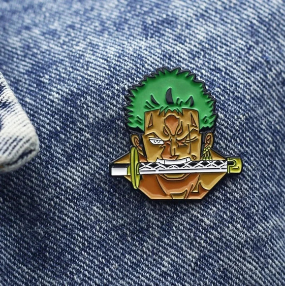 Green sword enamel one piece Luffy manga pins anime manga pop Zoro otaku mens gi - Picture 2 of 7